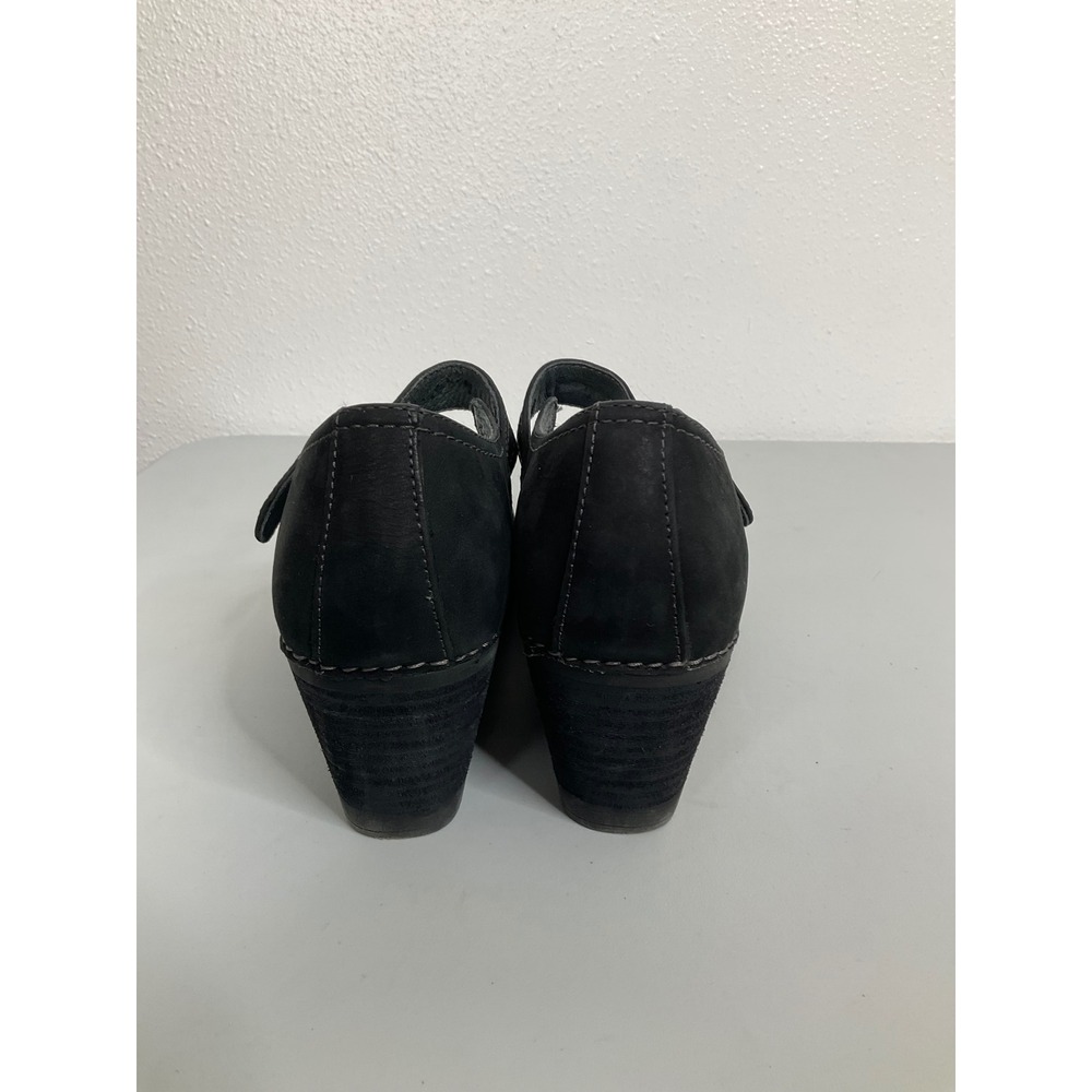 Dansko Black Nubuck Leather Mary Jane Wedge Clogs Womens 39 EU 8.5-9 US - Picture 4 of 7